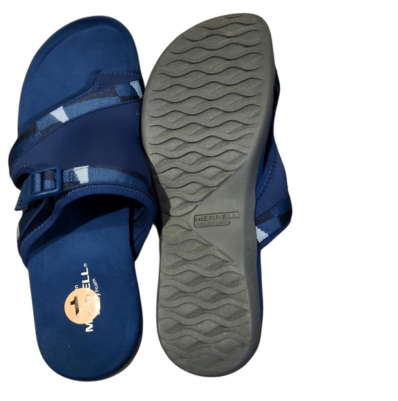 Merrell Navy District 3 Post Sandal with Stripes - Picture 1 of 3